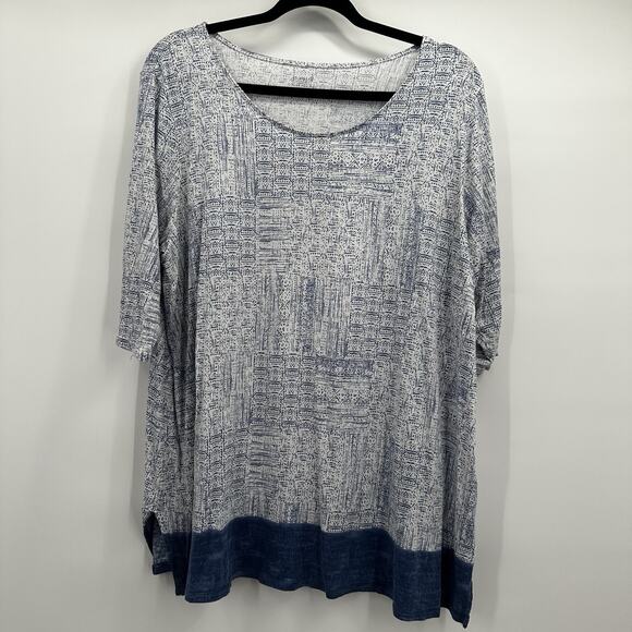 J Jill Tunic Top Womens 2X Blue Shirt Wearever Minimalist Basic Capsule Career - Picture 1 of 9
